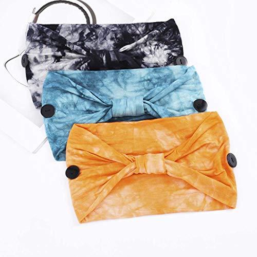 Bohend Bohend Boho Button Headband Wide Stretchy Daily Use Knotted Headwear Sport Athletic Yoga Gym Hair Accessories for Women and Girls(3pcs) (I)