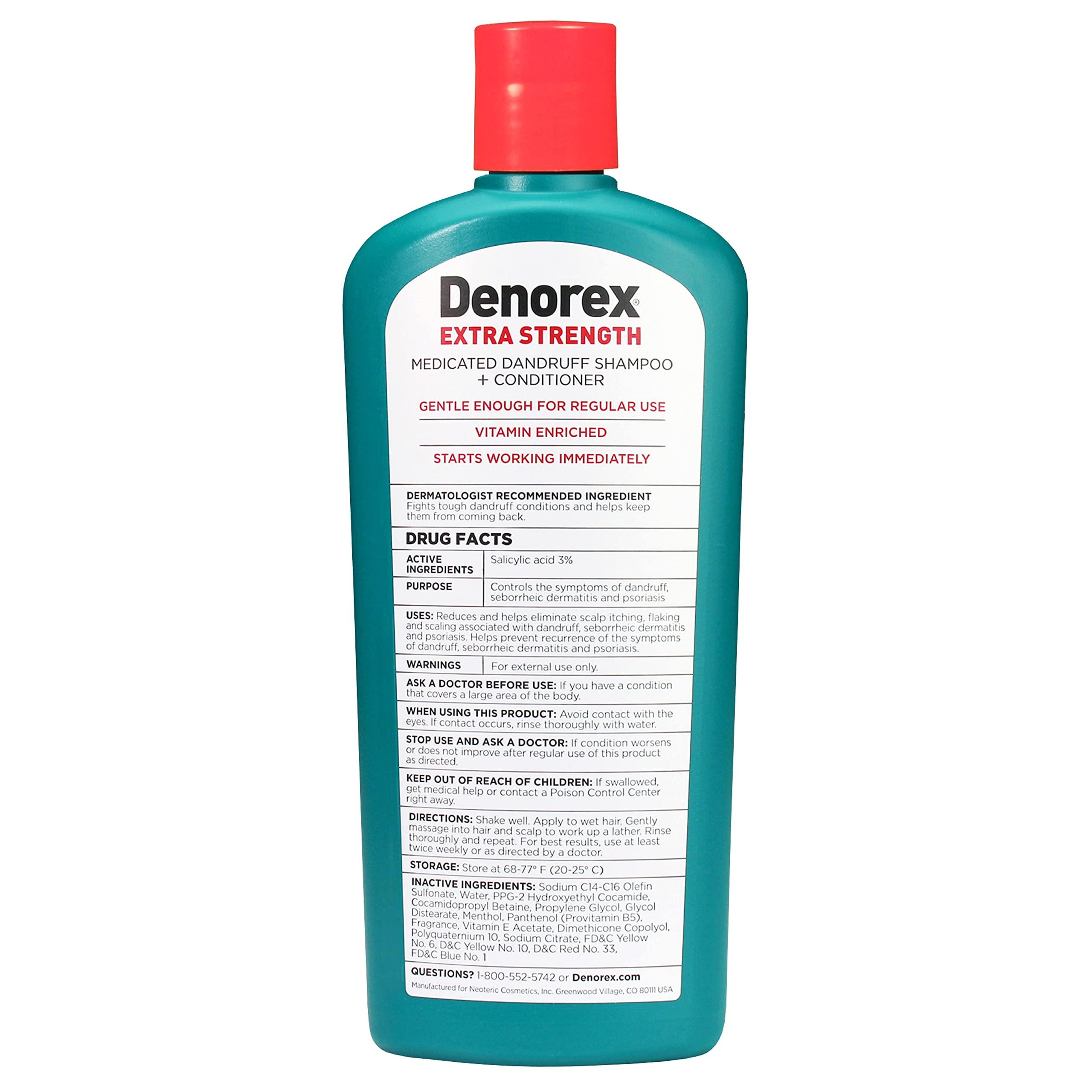 Denorex Denorex Extra Strength Anti Dandruff Shampoo & Conditioner Treatment, 3% Salicylic Acid Helps Relieve Moderate Symptoms of Dandruff, Seborrheic Dermatitis & Psoriasis, 10oz