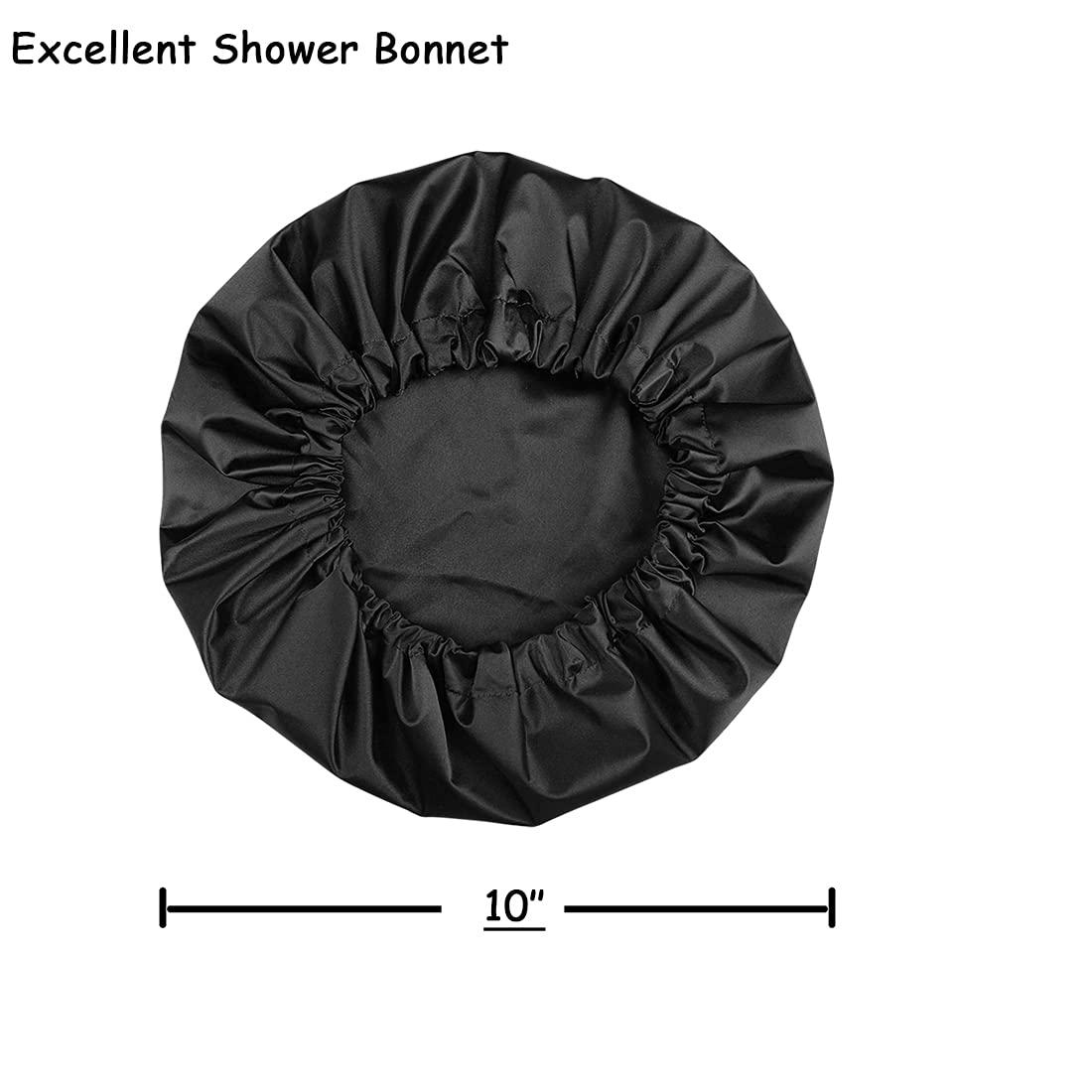 Heerf Kids Shower Cap for Girls and Boys with Curly Hair, Braids, Dreadlocks, Twists Dark Black