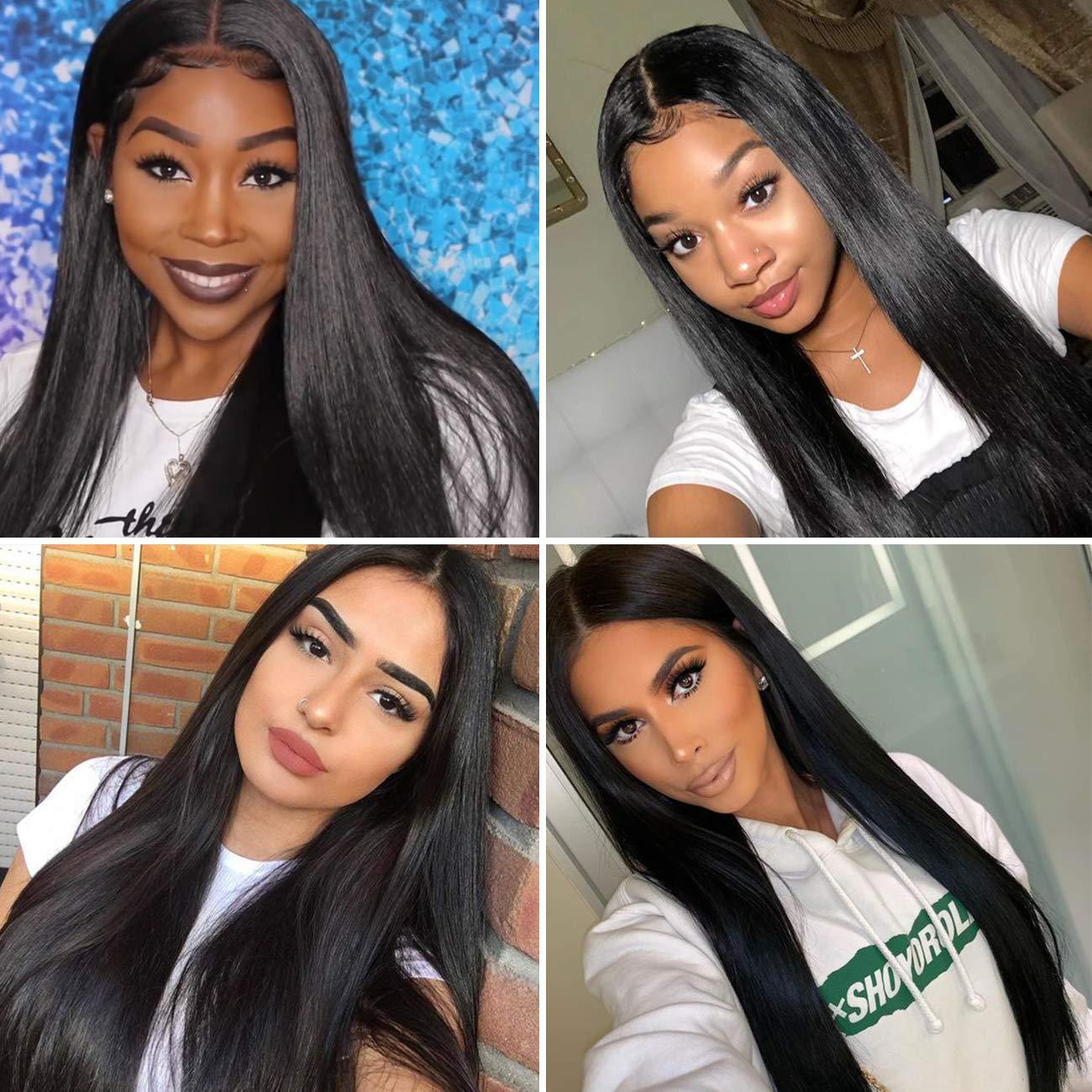 MOOTAFUL MOOTAFUL Large Cap Wigs 24 inch Cap Size Lace Front Wigs 134 Straight 150% density Pre Plucked with Baby Hair Brazilian Virgin Human Hair Wigs for Black Women 30 inch