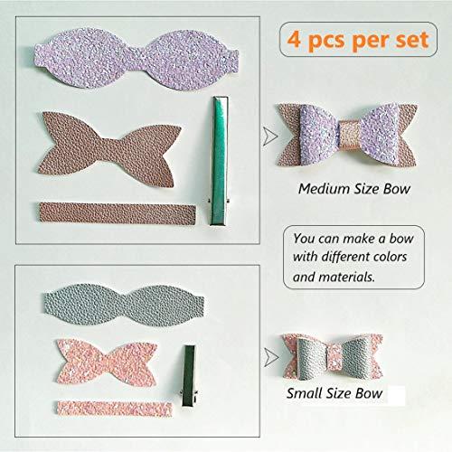 AOUXSEEM AOUXSEEM Faux Leather Hair Bows DIY Making Kit with Pre Cut Pieces and Hair Clips,Make Fashionable Shiny Hair Clips for Girls Lady Woman (Small & Medium Size,48 Set)
