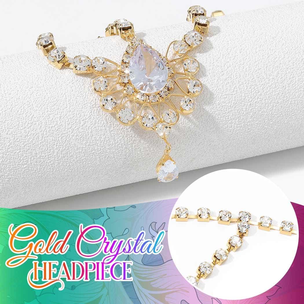 Catery Catery Head Chain Jewelry Crystal Hair Chains Boho Headpiece Pendant Head Chain Hair Jewelry Hair Accessories for Women and Girls (Gold)