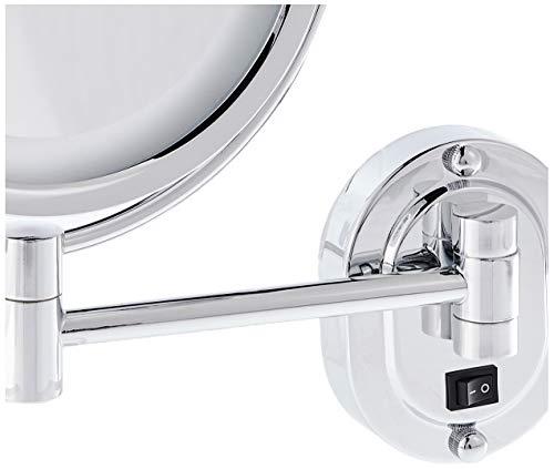 Jerdon Jerdon Two-Sided Lighted Wall-Mounted Makeup Mirror - Makeup Mirror with 5X Magnification & Wall-Mount Arm - 8-Inch Diameter Mirror with Chrome Finish Wall Mount - Model HL165CLD