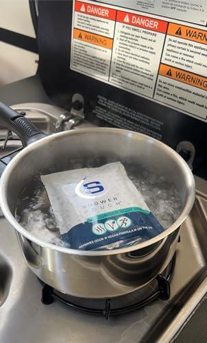 S SHOWER POUCH Shower Pouch XL (2' x 1') Bathing Body Wipes for Adults Aloe-Infused Heatable & Reusable Bath Wipes for Camping, Travel, Outdoor (10 Pack) Cucumber Scent