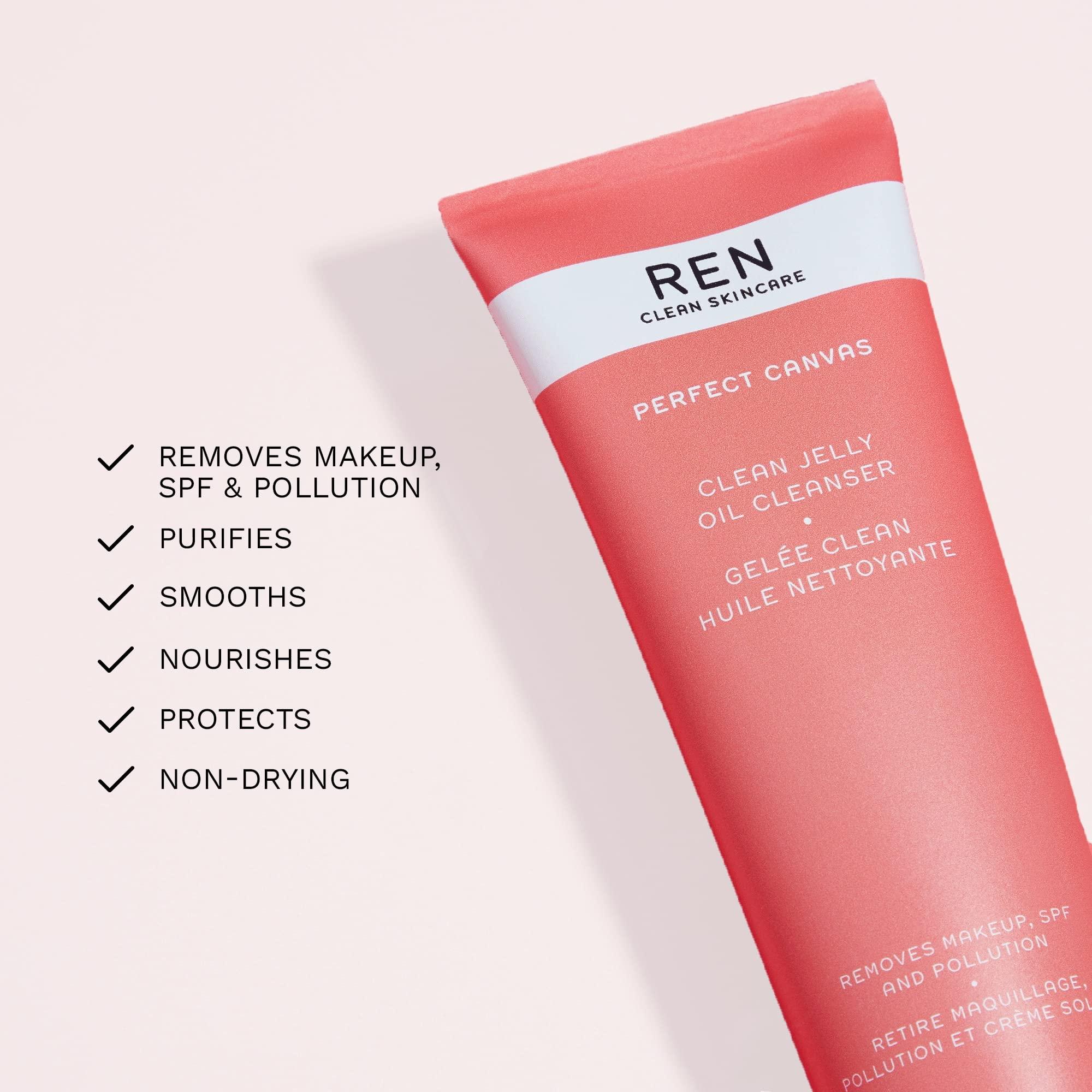 REN Clean Skincare REN Clean Skincare - Perfect Canvas Clean Jelly Oil Cleanser - Non-Stripping Face Cleanser to Remove Makeup, Pollution & SPF, 3.3 fl oz