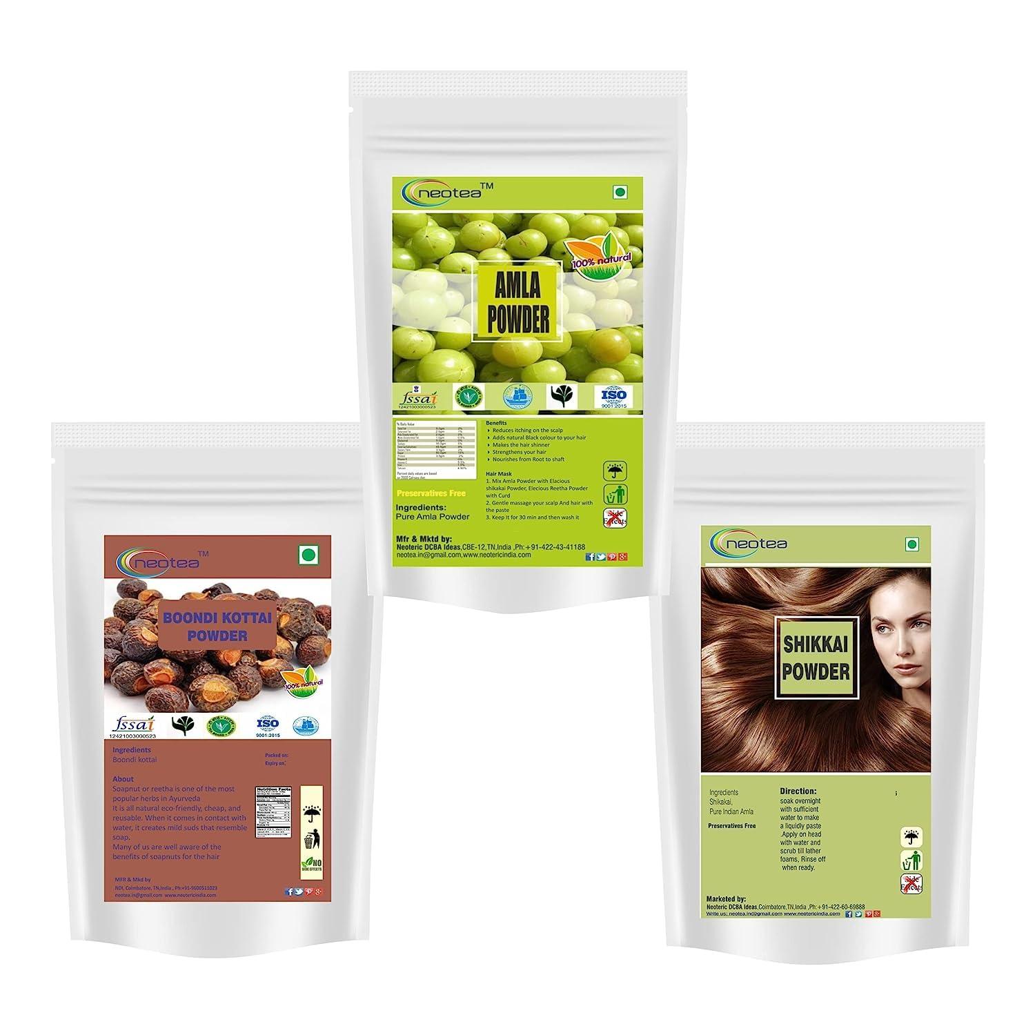 neotea neotea Reetha Amla Shikakai Powder for Hair Care Combo -Each 100 Gram