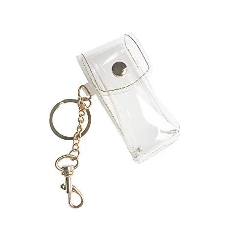 DGQ Clip on Sleeve Chapstick Pouch Keychain Lipstick Holder 1 PC Clear Lipstick Case Holder Plastic Cosmetic Storage Kit Makeup Travel Cases Organizer Bag