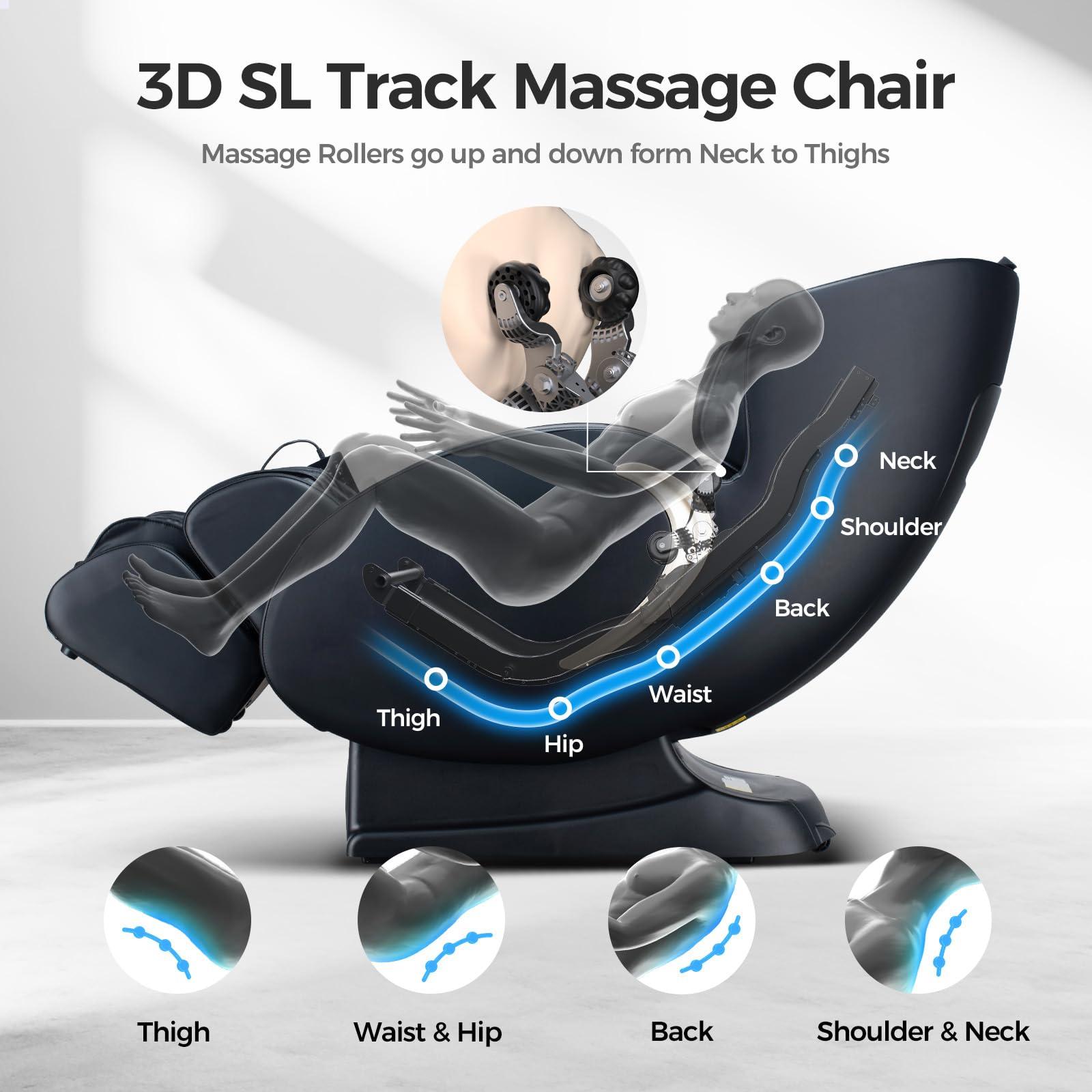 BOSSCARE BOSSCARE 3D Full Body Zero Gravity Massage Chair, 2025 APP Control Shiatsu Massaging Recliner, Back Heating, HiFi Bluetooth Message Chair