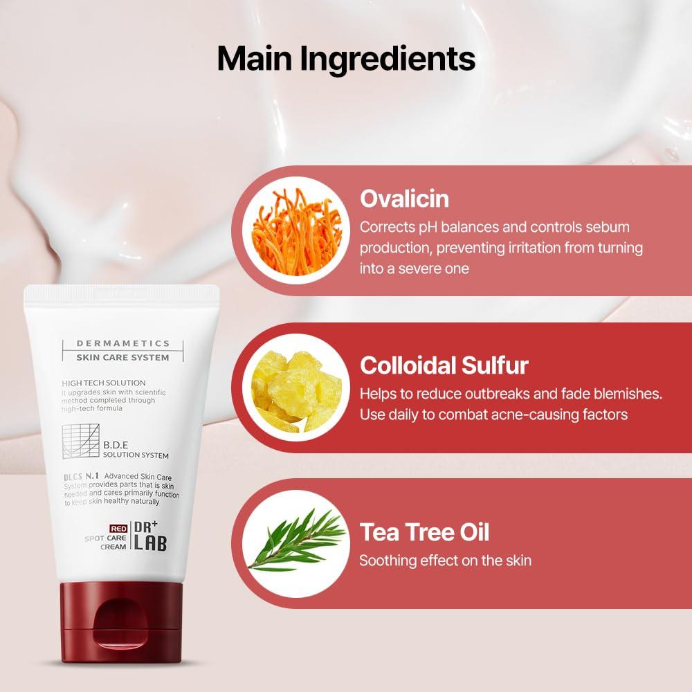 DR+LAB DR+LAB Red Spot Care Cream 2.03 fl oz /60ml Soothing Pore Trouble Care pH Balance for Acne Prone Sensitive Skin Korean Skincare