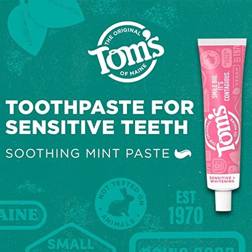 Tom's of Maine Tom\'s of Maine Sensitive + Whitening Fluoride Free Toothpaste,Soothing Mint 4.0 oz 3-Pack