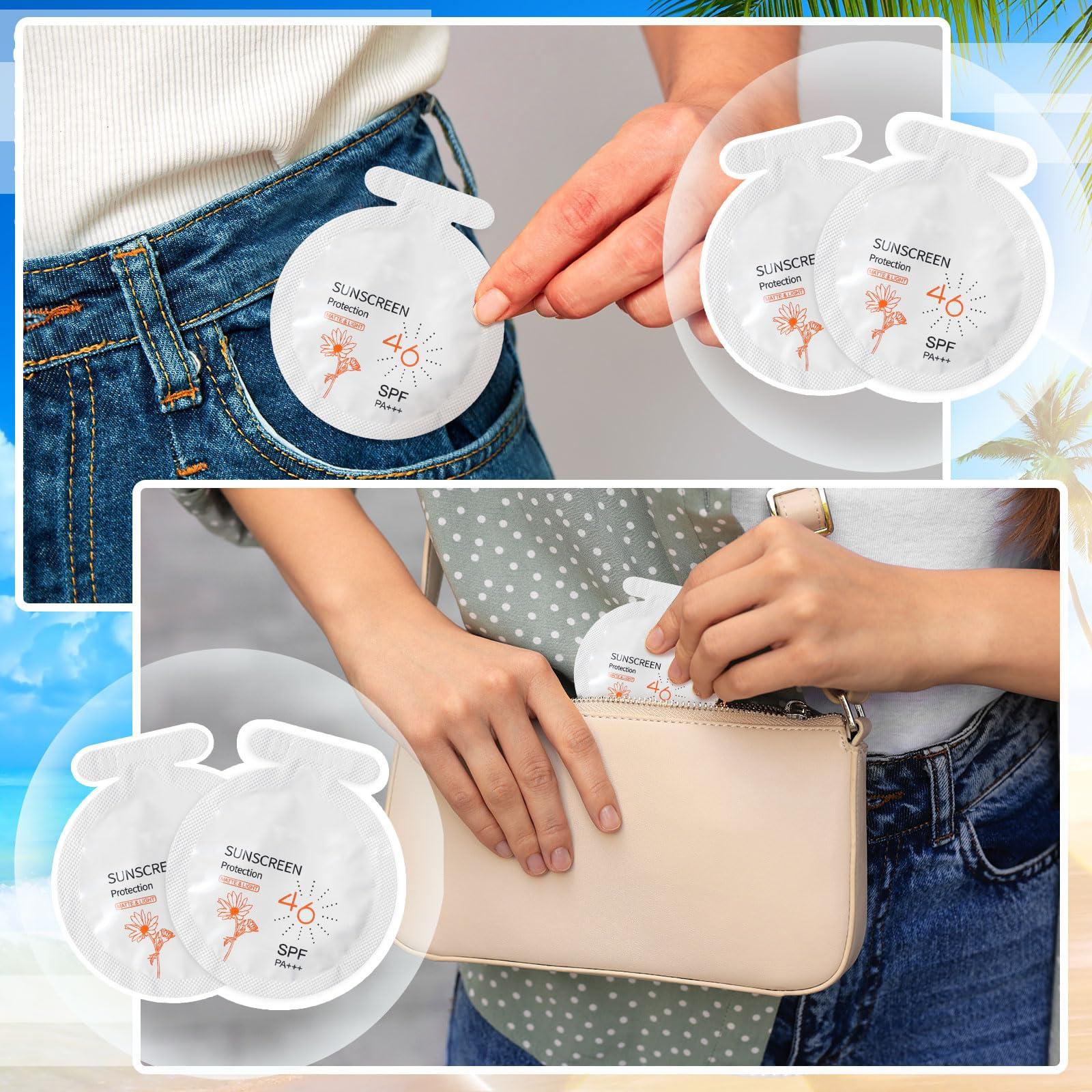 Heigble Heigble 150 Pcs Sunscreen Bulk Travel Size Sunscreen SPF 46+ Mini Sunscreen Packets Summer Party Gifts