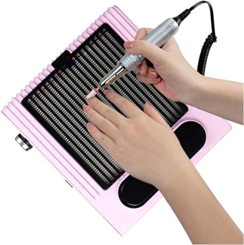 RomildaYuan Nail Dust Collector, 80W Electric Nail Dust Collector Speed Adjustable Nail Drill Machine Vacuum Cleaner Nails Art With Strainer Mesh Nail Machine Recharable Nail Dust Collector With Reusable Filte (