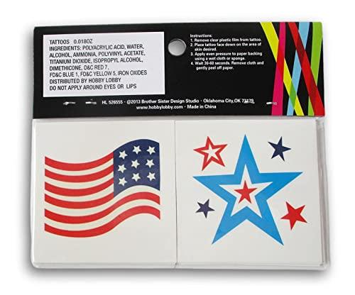 Craft Supply 4th of July Patriotic Independence Party Favors - Temporary Tattoos - 24 Cute Square Tattoos