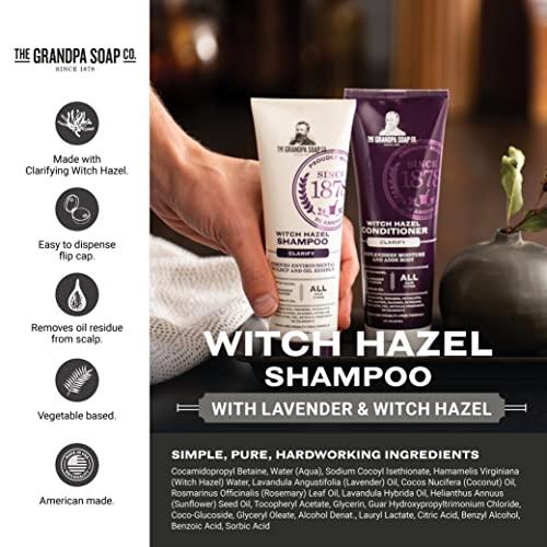 Grandpa's The Grandpa Soap Company Clarifying Witch Hazel Shampoo - Removes Buildup, With Witch Hazel & Lavender Flower, For All Hair Types, Vegan, Sulfates and Parabens Free, 8 Fl Oz
