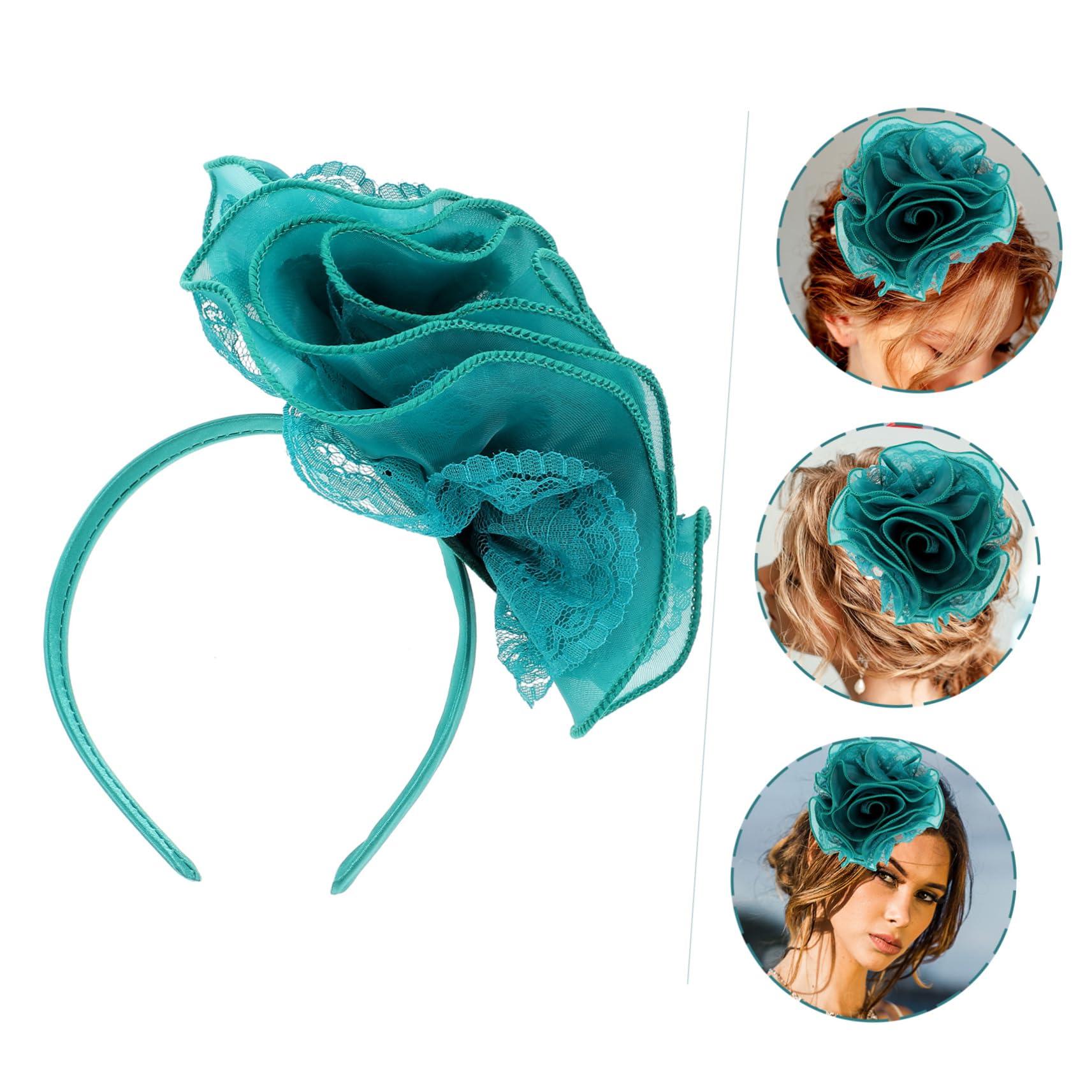 SOESFOUFU SOESFOUFU Lace Metal Green Bridal Headband Headband for Women Wedding Hair Accessories Large Headband for Bridal