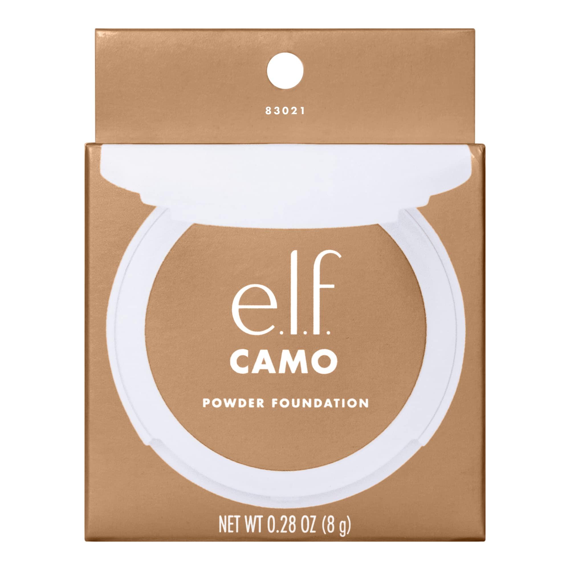 e.l.f. e.l.f. Camo Powder Foundation, Lightweight, Primer-Infused Buildable & Long-Lasting Medium-to-Full Coverage Foundation, Medium 370 N