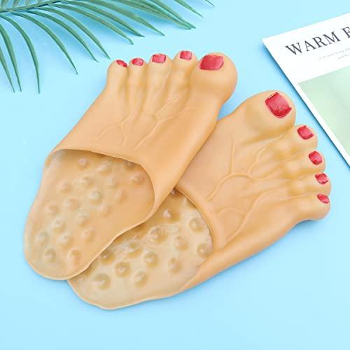 LUOEM Funny Barefoot Feet Slippers Realistic Big Shoe Covers Toe Slippers for Halloween Family Cosplay Costume Accessories