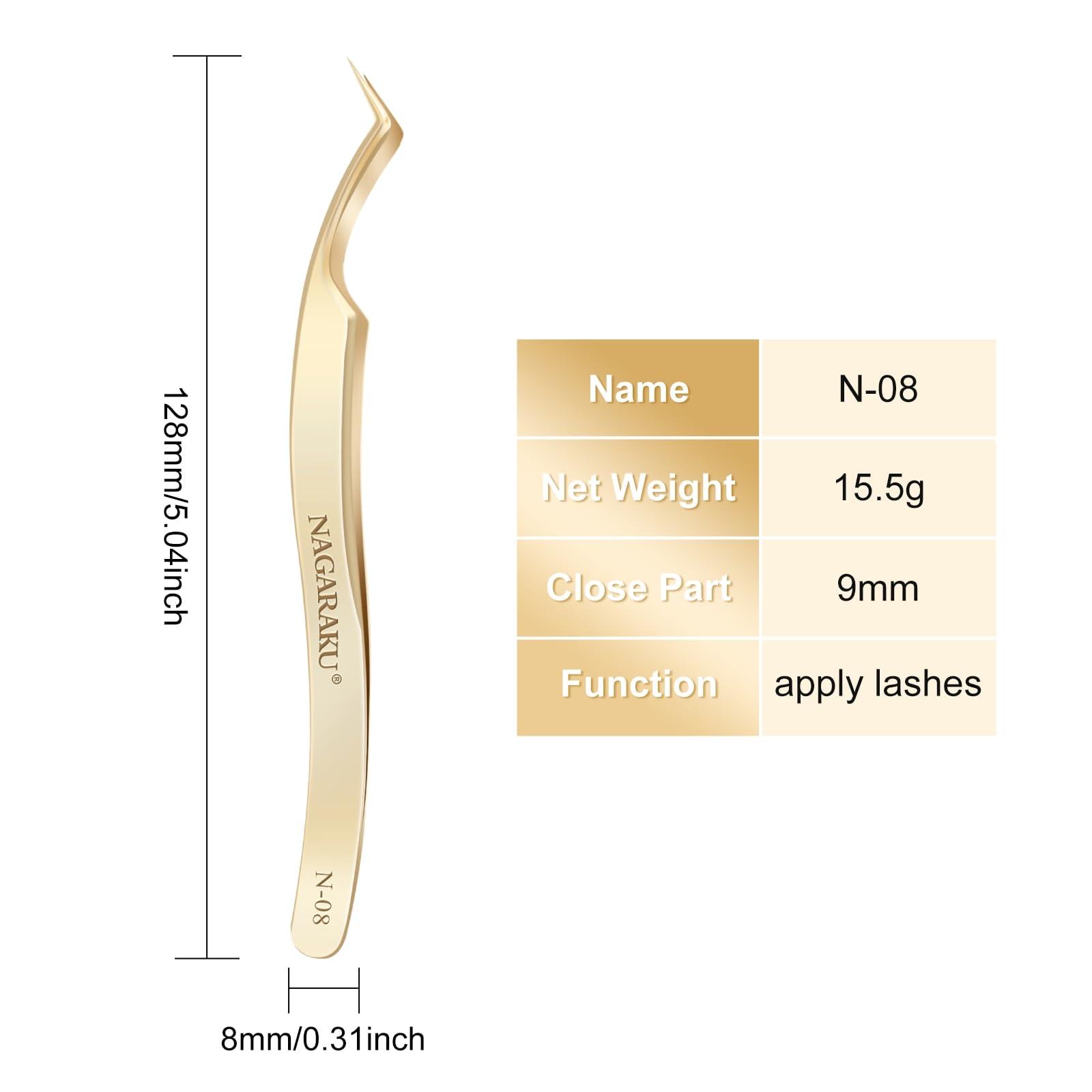 NAGARAKU NAGARAKU Eyelash Extensions Tweezers for make Fans Curved Individual Mega Volume Lashes Precision Stainless Steel Professional (N-08)