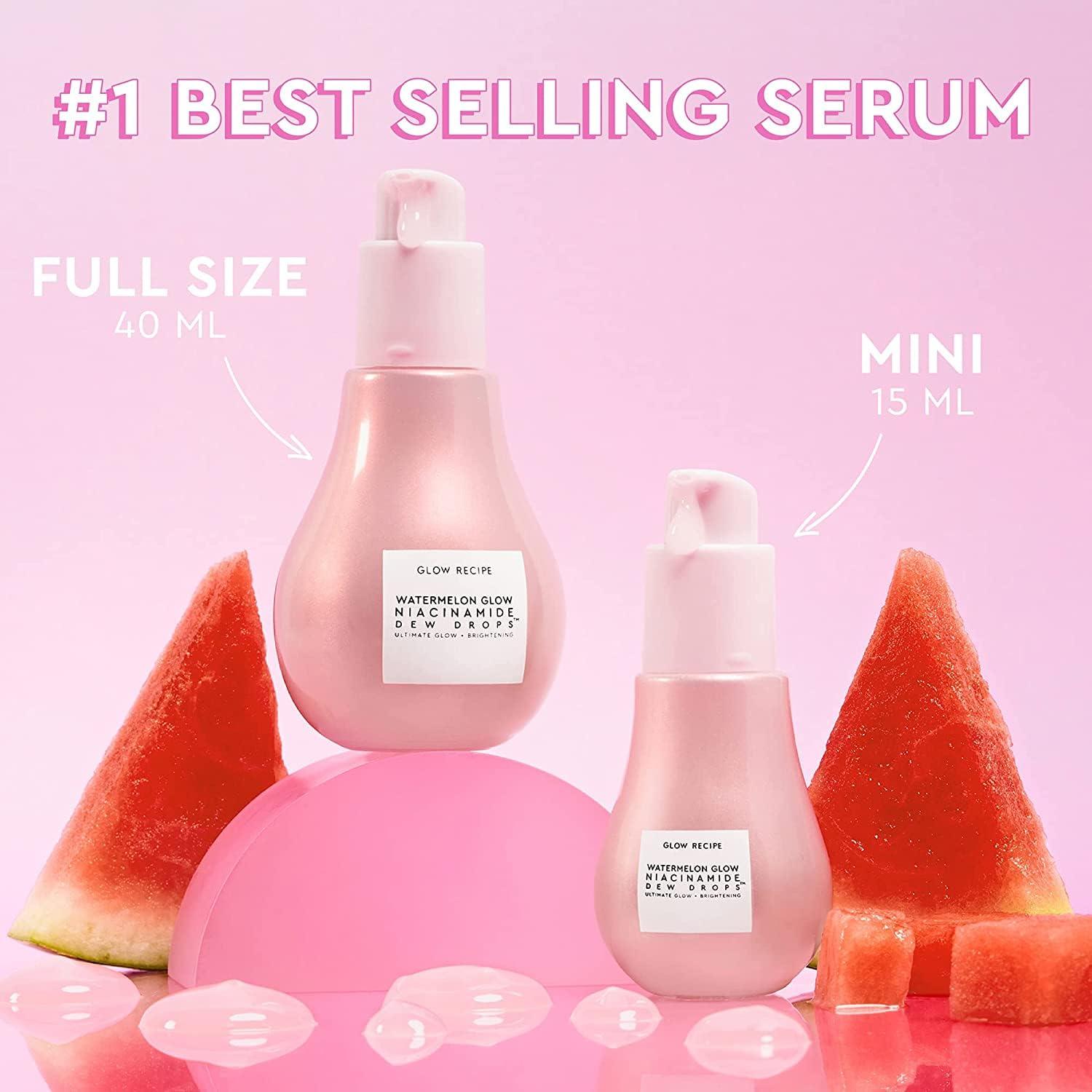 Glow Recipe Glow Recipe Brighten + Soothe Duo - Watermelon Glow Niacinamide Dew Drops (40ml) Highlighting Serum + Avocado Ceramide Recovery Serum (30ml) to Reduce Look of Redness, Uneven Tone, and Dark Spots