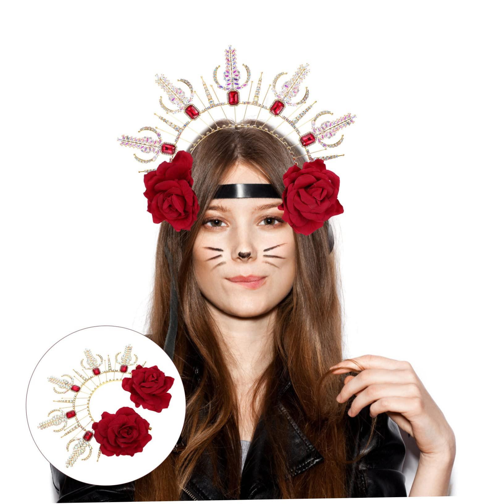 minkissy minkissy Notre Dame Headband rhinestone headbands for women headband hair accessories for women wedding roman goddess sun costume goth outfits Costume Prop Rose Greece bride Metal