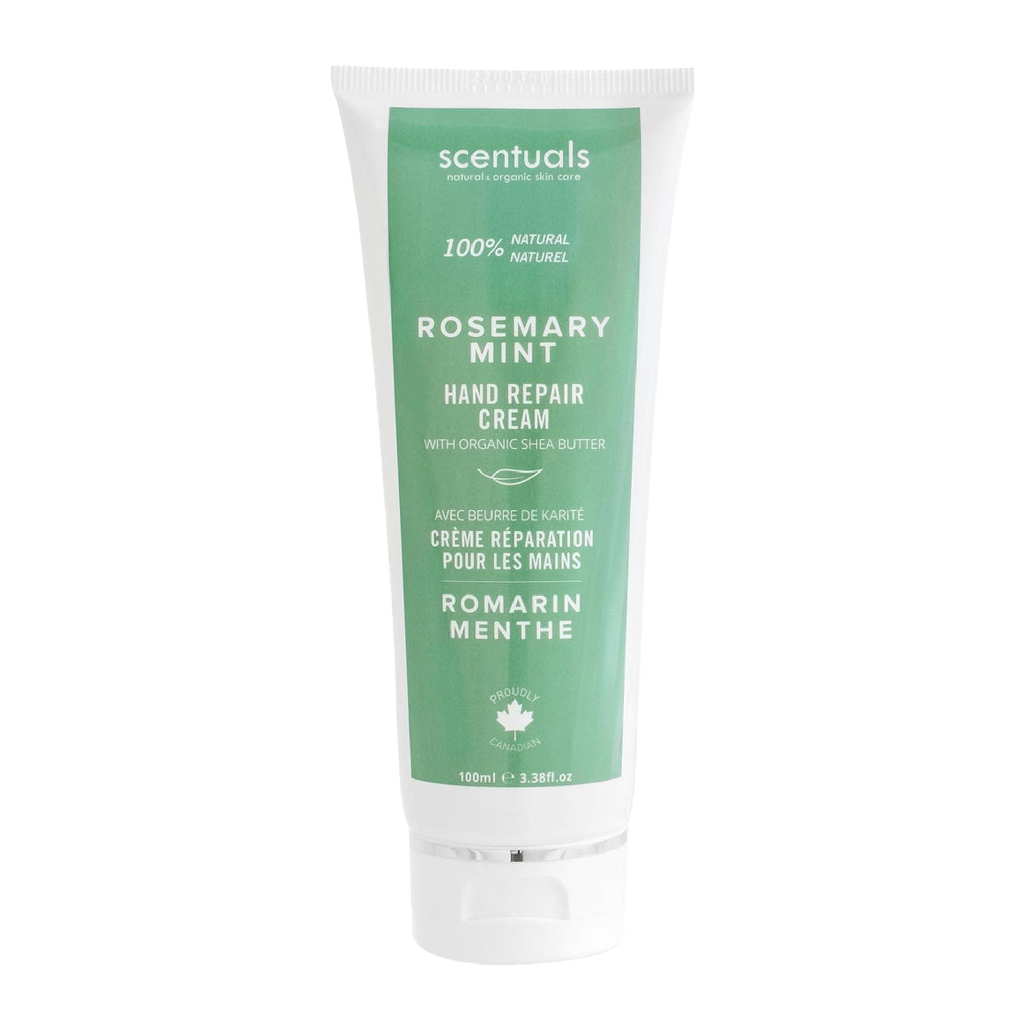 Scentuals Hand Cream with Rosemary & Mint Essential Oil, Shea Butter, Cocoa Butter, Argan & Almond oil, Vitamin E and Aloe Vera, for Moisturizing Dry Hands, Cruelty Free, Natural Skin Care, 100 ml, 3.4 fl.oz