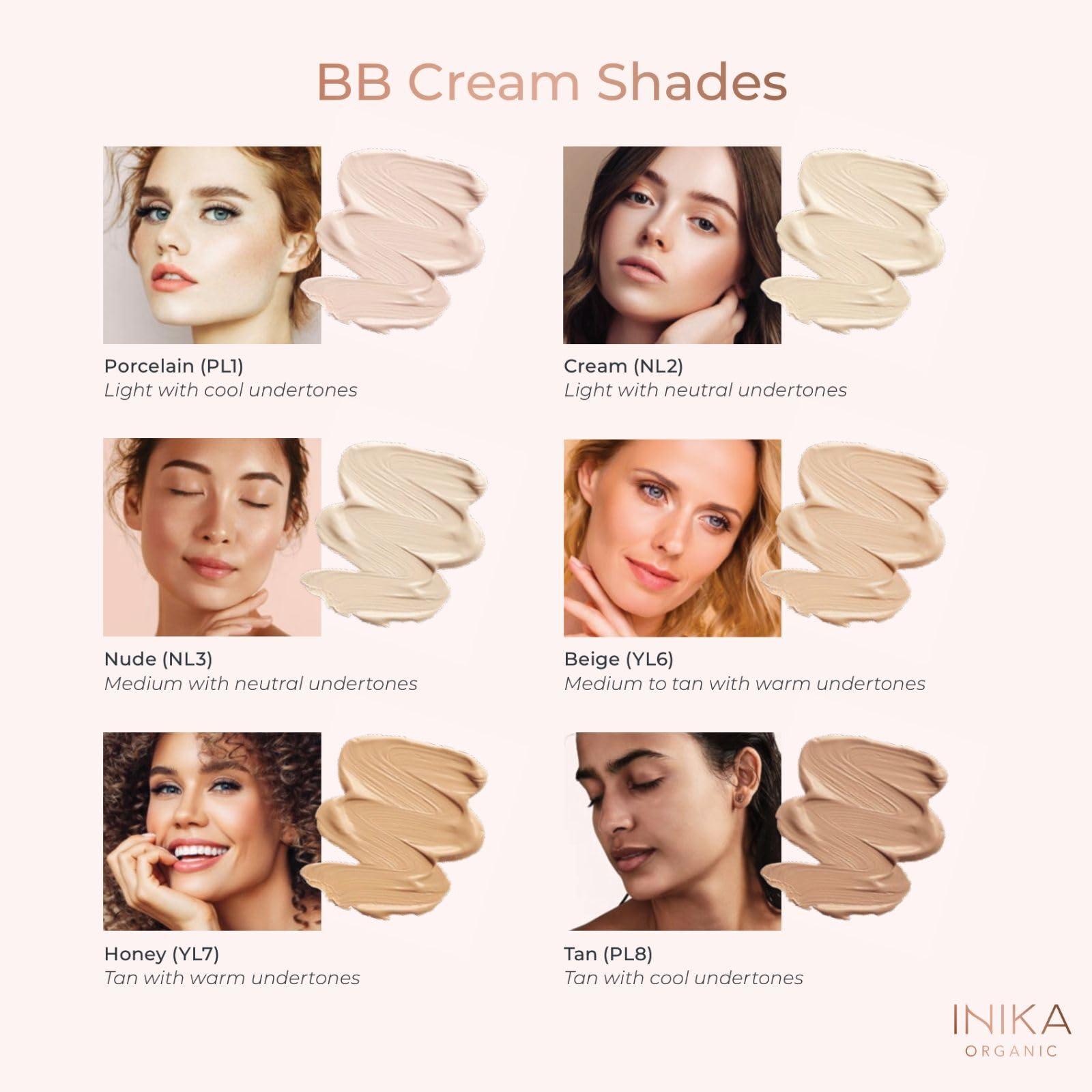 INIKA Organic INIKA Organic BB Cream Foundation - Vegan Makeup with Hydrating Prickly Pear, Jojoba, and Pomegranate Seed Oil - Lightweight, Radiant BB Glow for Balanced Skin Tone, HONEY 1 fl oz