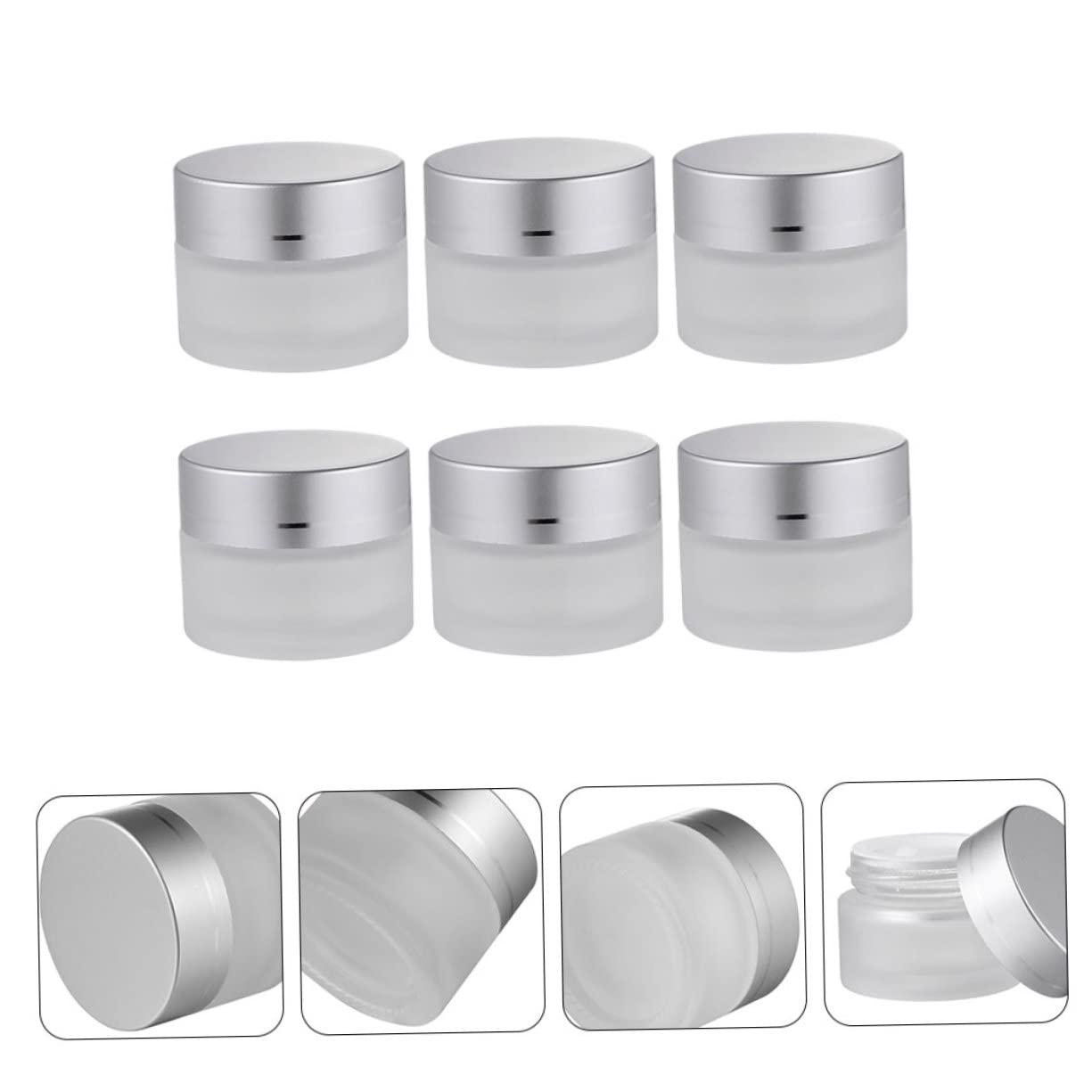 VINTORKY VINTORKY 6 Pcs 5g Frosted Glass Cosmetic Jars for Eye Cream and Samples Makeup Storage Containers for Creams and Lotions Refillable Storage Pots for Skincare
