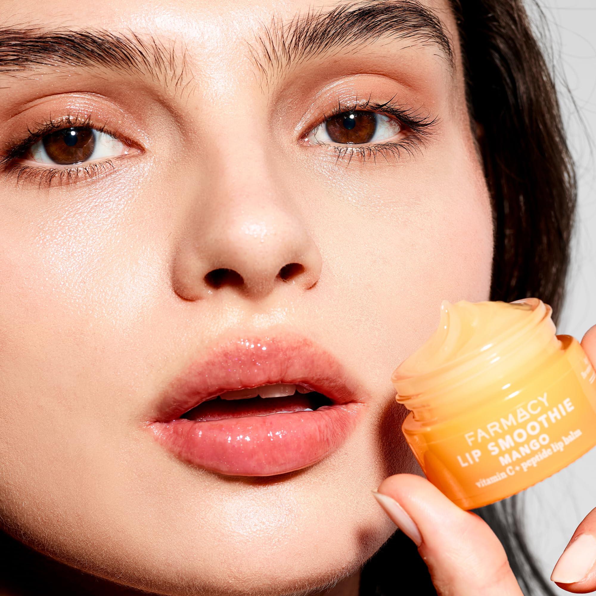 Farmacy Farmacy Peptide Lip Balm - Lip Smoothie Hydrating Lip Balm with Vitamin C to Visibly Plump + Smooth Lip Lines - Nourishing Lip Treatment with a High-Gloss Finish - Mango (10g)