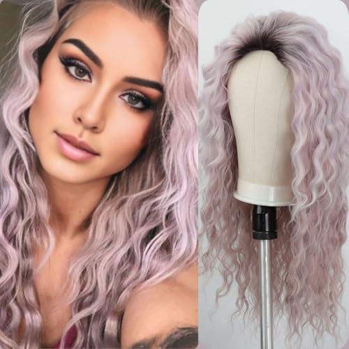 Fencca Fencca Purple Wig Long Curly Wigs for Women Ombre Purple Wavy Curly Synthetic Wig Free Part Natural Looking Wig