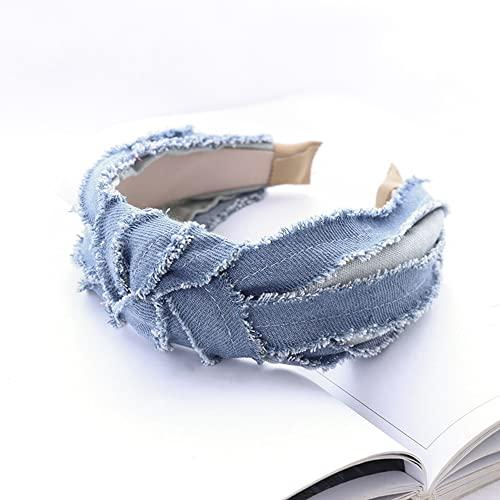 Xiaocao8 Xiaocao8 2/3 pcs Jean Denim Headbands for Women and Girls Knot Hair Bands Cloth Knotted Blue Headbands, Fashion Headwear for Women, Mujer Hair Accessories (3pcs)
