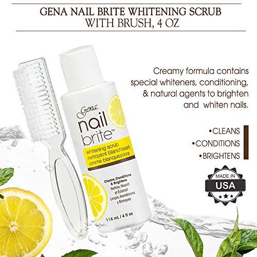 Gena Gena Nail Brite Whitening Scrub with Brush, Cleans Conditions & Brightens Nails, 4 oz