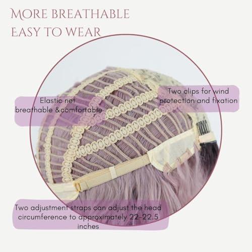 Fencca Fencca Purple Wig Long Curly Wigs for Women Ombre Purple Wavy Curly Synthetic Wig Free Part Natural Looking Wig