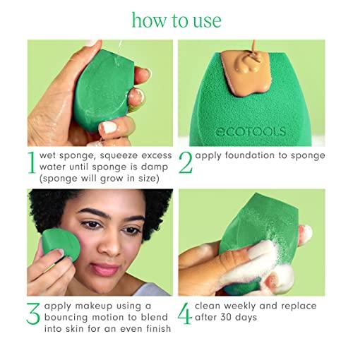 EcoTools EcoTools Green Tea Bioblender, Compostable Makeup Blending Sponge, For Foundation & Base Coverage, Skin-Calming, Natural Infusion, Cruelty Free & Vegan, Packaging May Vary, 1 Count
