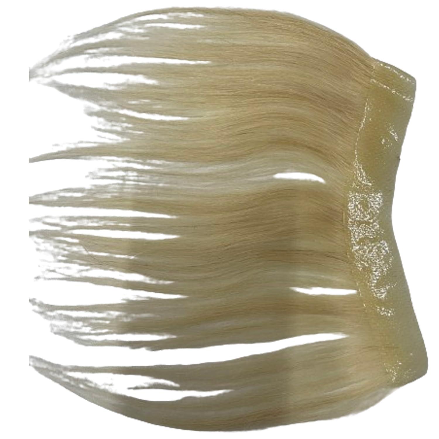Voloria Voloria Frontal Hairpiece for Women Human Hair Extensions Forehead Hairline PU Skin Toppers Hair Replacement Toupee (1.18x6.69 Inch, 613 Blonde Color)