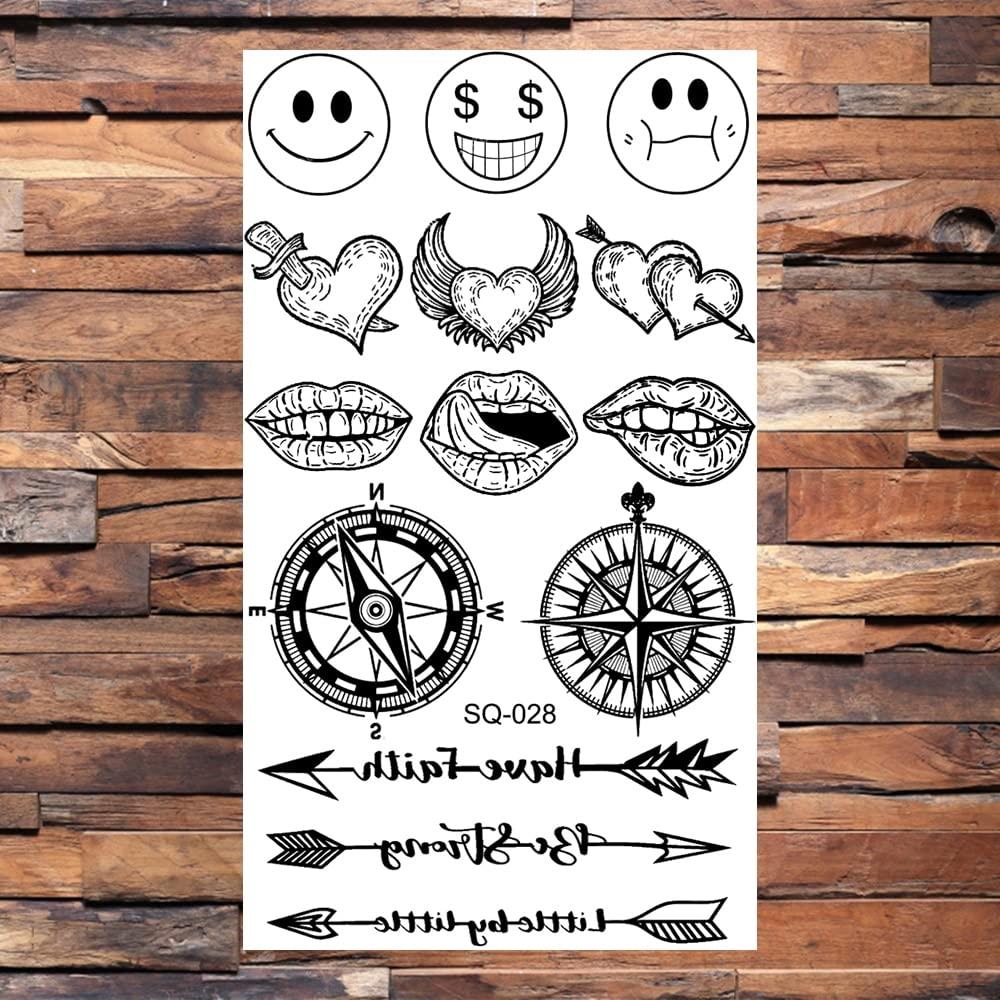 NinthAvenue Basics Angel Wing Temporary Tattoos For Women Adults Realistic Dandelion Feather Smiley Face Tattoo Sticker Body Tatoos