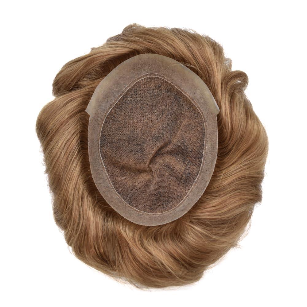 Generic Toupee For Men Hair Replacement System For Men Swiss Lace Mens Hair System Hair Pieces For Men Real Human Hair Mens Toupee Natural Hairline 6x8 Medium light density 17R#