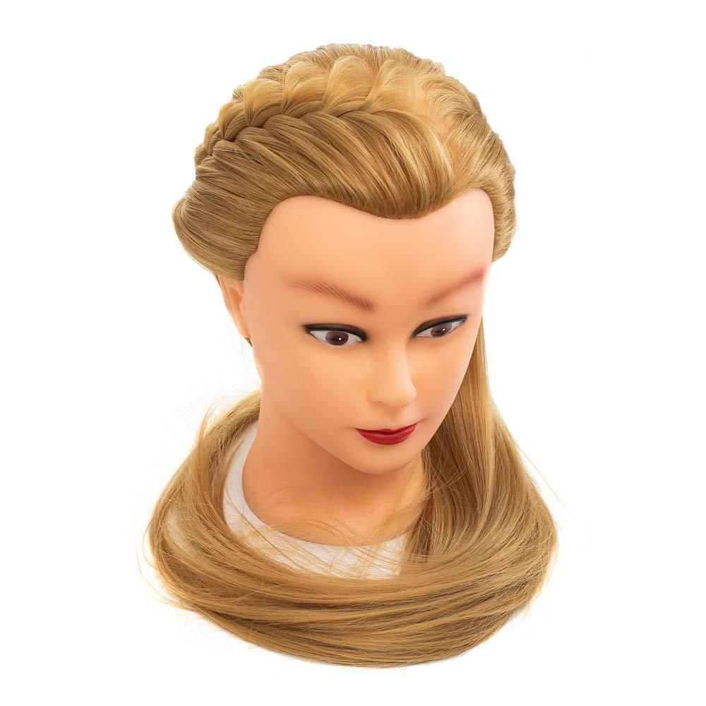 Rruaneal Cosmetology Mannequin Head Hair Styling 26-28inch Training Head Synthetic Fiber Manikin Head Doll Head with Clamp #27 Blonde 20Inch