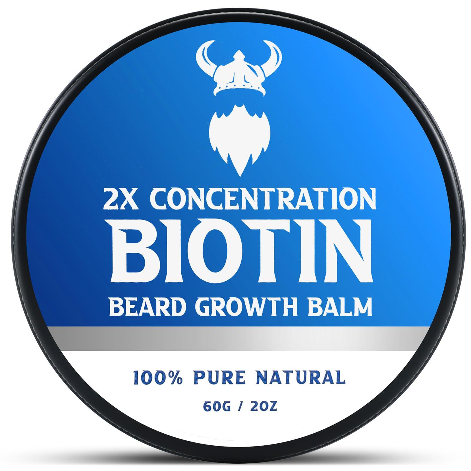 MistySprite 2X Concentration Biotin Beard Balm for Men & Conditioning Beard Wax - Made with Castor Oil Natural and Organic Ingredients - Hydrates & Thickens Facial Hair Growth- 2 Ounce Tin