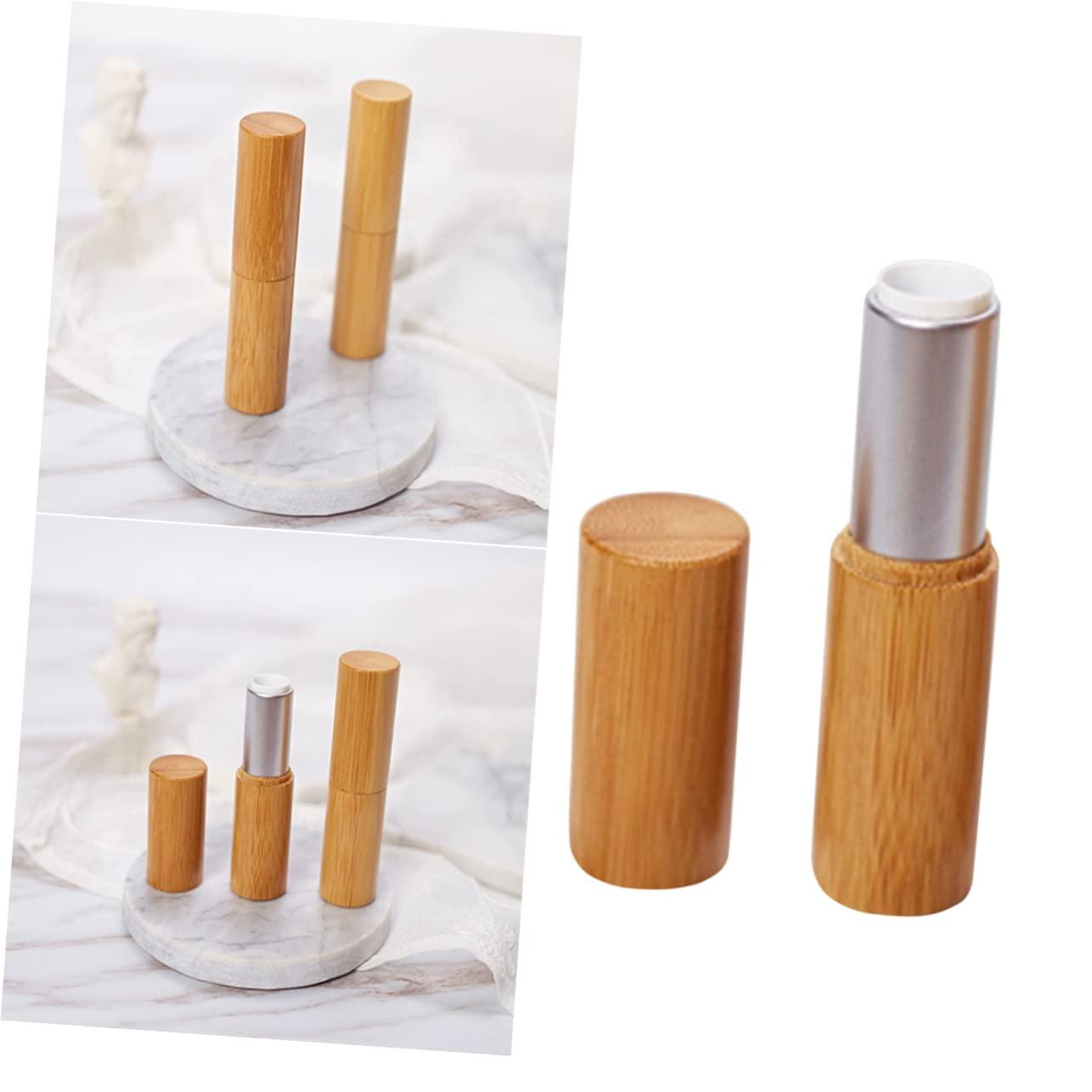 balacoo balacoo 2pcs Wood Lip Balm Tubes Diy Lip Gloss Tube Refillable Bottles Bottles Sample Container Lip Gloss Tubes Lip Balm Bottle Bamboo Wooden Tube