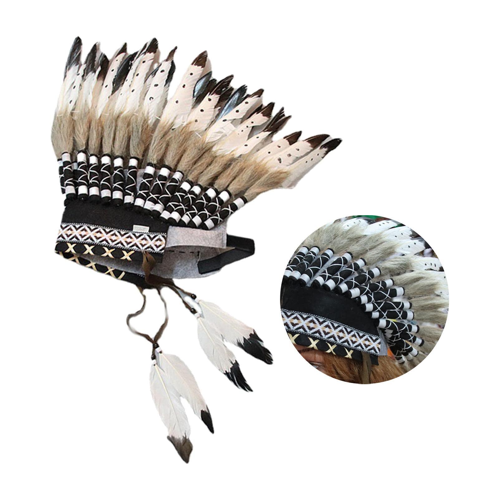 Generic Chief Indian Hat Feather Headdress Decorative Headwear for Halloween Show