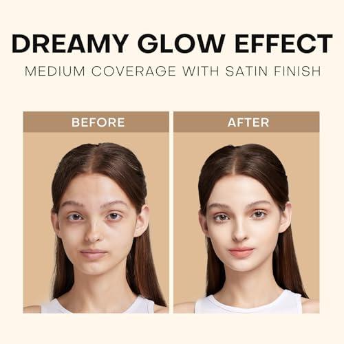 Mistine MISTINE Cushion Foundation Breathable Medium Coverage with Satin Finish,Long-Lasting, Oil-Moisture Balance Foundation Makeup,Contains Beauty Serum for Combination Skin,Refill Included,Ivory