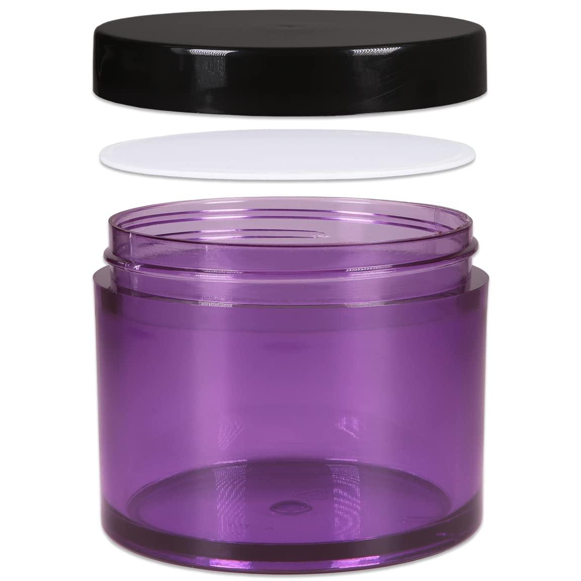 Beauticom 120g/120ml (4 Fl Oz) Double Wall Leak-Proof Plastic Jars with Flat Top Lids (Color: Purple Base w/Black Lid, Quantity: 216 Pieces)