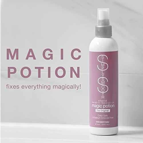 SIMPLY SMOOTH SIMPLY SMOOTH Xtend Keratin Reparative Magic Potion Original Leave In Conditioner Detangler & Heat Protection Styling Spray Repair & Reduce Breakage Color Safe & Sodium Chloride Free 16 Oz.