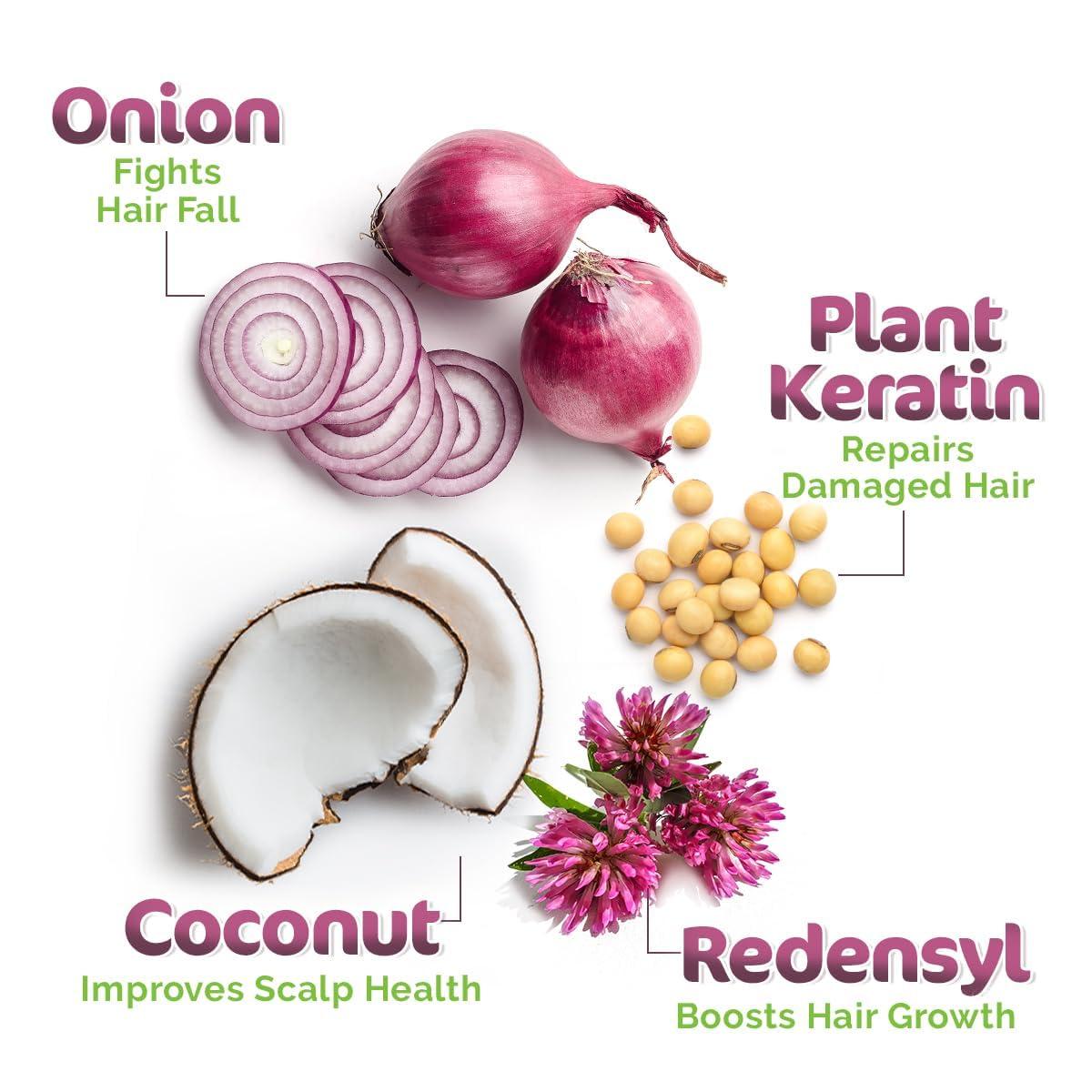 MAMAEARTH Mamaearth Onion Hair Care Kit - Hair Fall Control with 150ml Onion Oil & Shampoo + Conditioner (250ml Each) | Anti Hair Loss & Growth Formula | 3 Piece Set