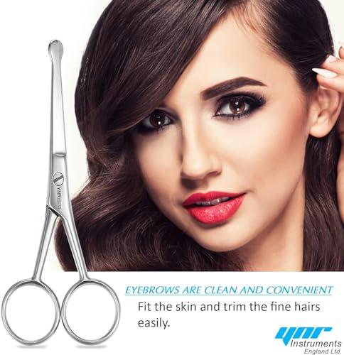 YNR 10CM Premium Nose Hair Scissors, Rounded Tip for Trimming Small Details Facial Hair, Ear Hair, Eyebrow
