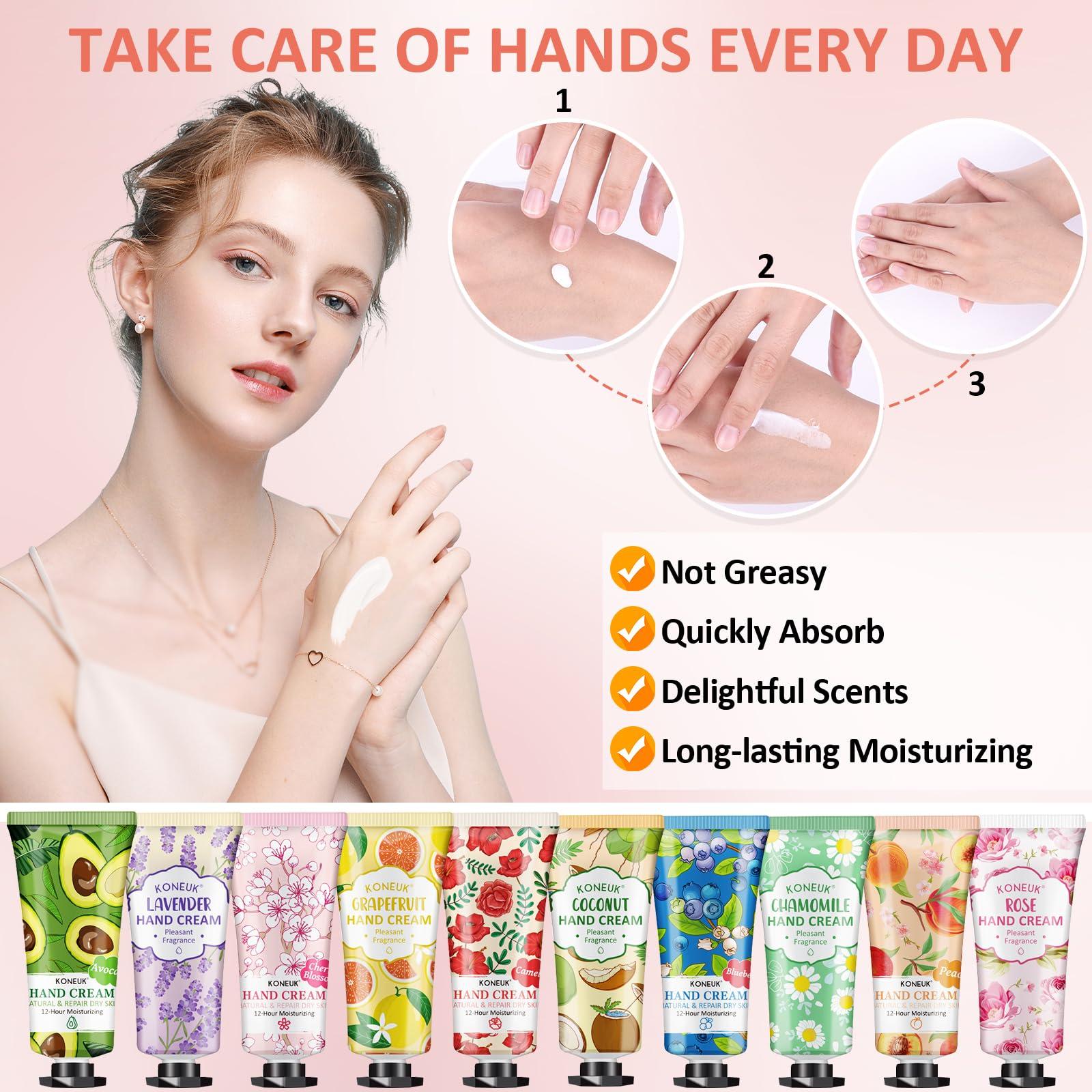 KONEUK 80 Pack Hand Cream Set for Dry Cracked Hands, Bulk Hand Lotion Travel Size for Valentines Day Gifts , Mini Hand Cream for Teacher Appreciation Gifts, Mothers Day Gifts and Nurses Week Gifts