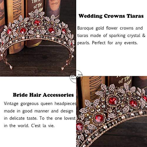 Fdesigner Fdesigner Baroque Bride Crown and Tiaras Flower Rhinestone Wedding Hair Accessories Decorative Prom Hair Jewelry Headpieces Crown for Women and Girls