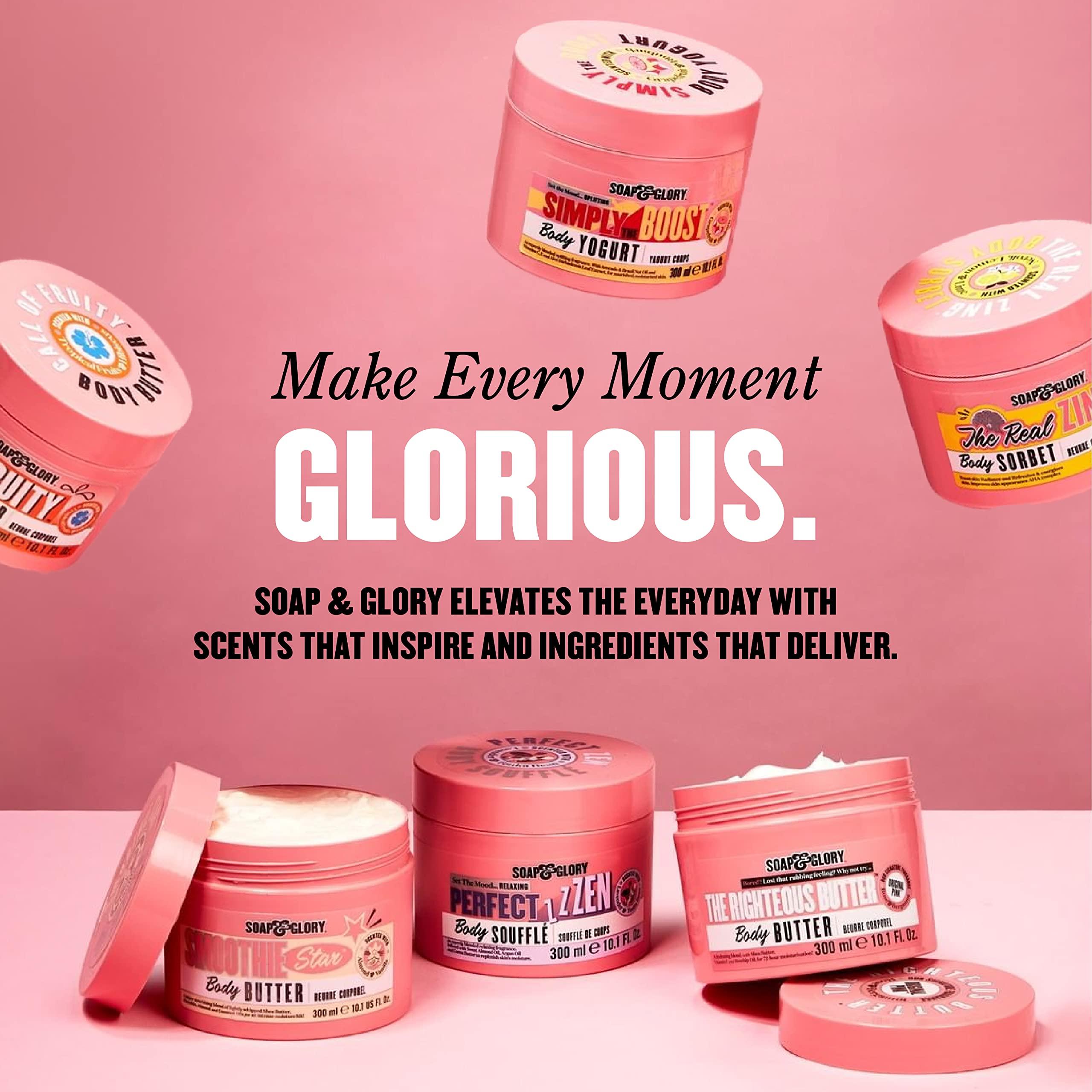 Soap & Glory Soap & Glory The Righteous Moisturizing Body Butter - Hydrating Vegan Body Moisturizer for Dry Skin with Shea Butter, Vitamin E & Rosehip Seed Oil - Rich Cream for Women & Men (300ml, 2 pack)
