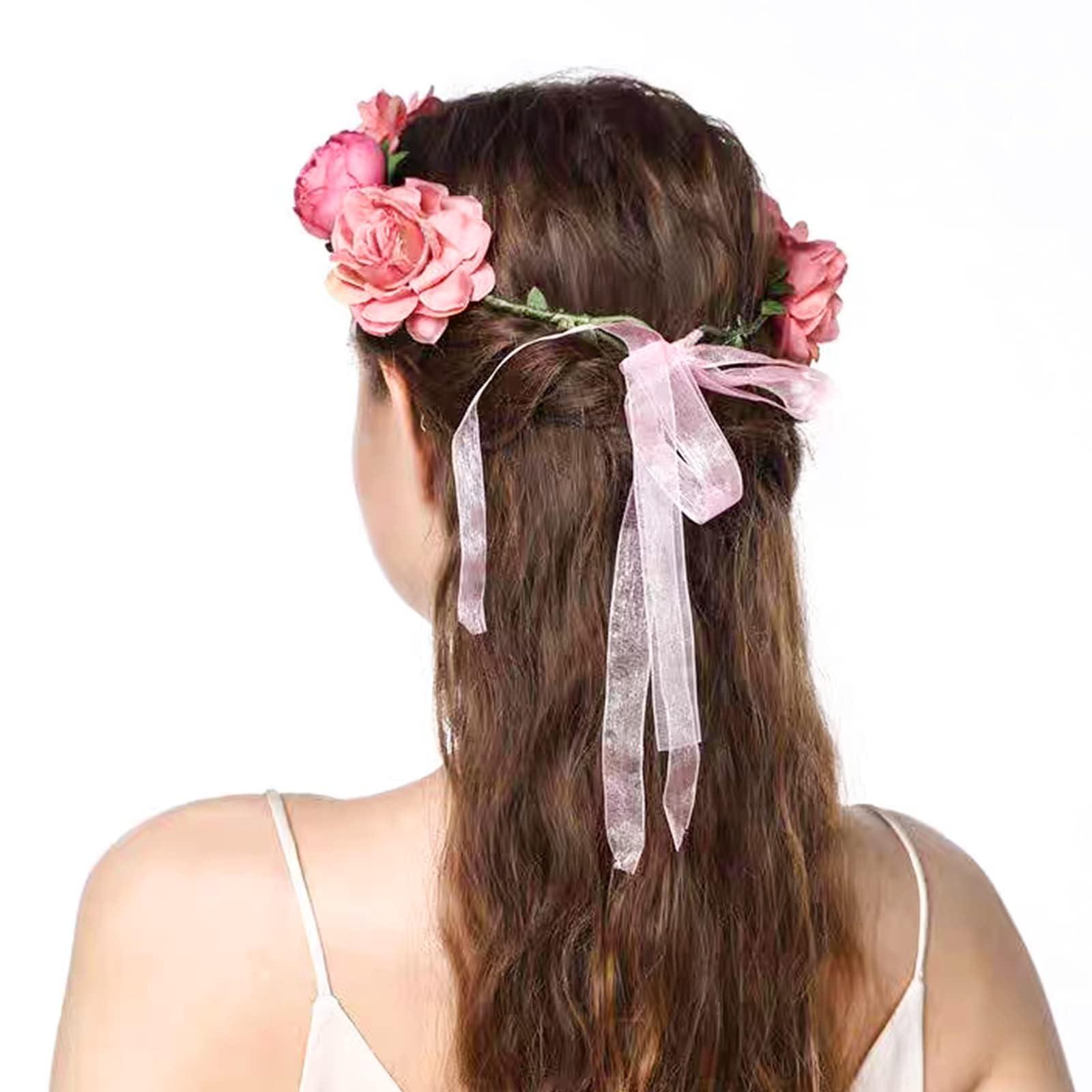 AEGYPIUS AEGYPIUS Flower Crowns for Women, 7 Inches Floral Rose Crown Headpiece Rose Headband for Women Rose Flower Crown Floral Crowns for Women Rose Headpiece Red Rose Headband for Women Red Rose Crown