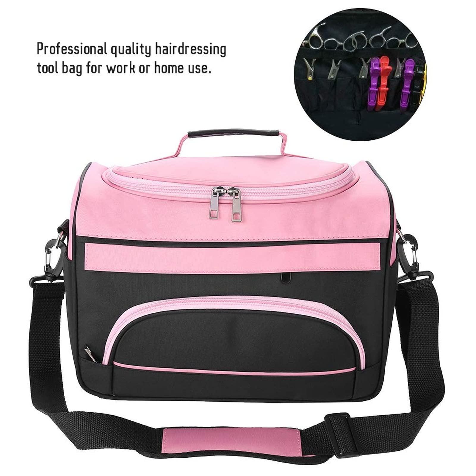 SYLJTY Large capacity professional hairdressing hairdressing equipment Salon tool carry bag travel storage box (pink)